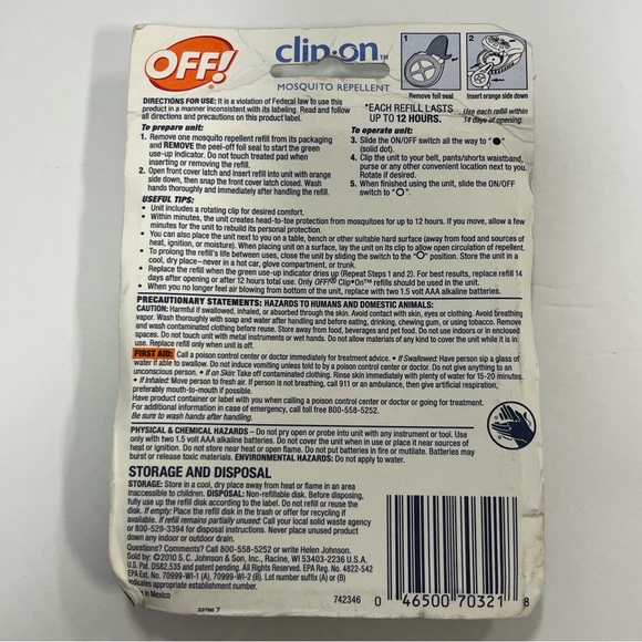 OFF! Clip On Mosquito Repellent Refills 1pk of 2 0.0016oz - Picture 2 of 5